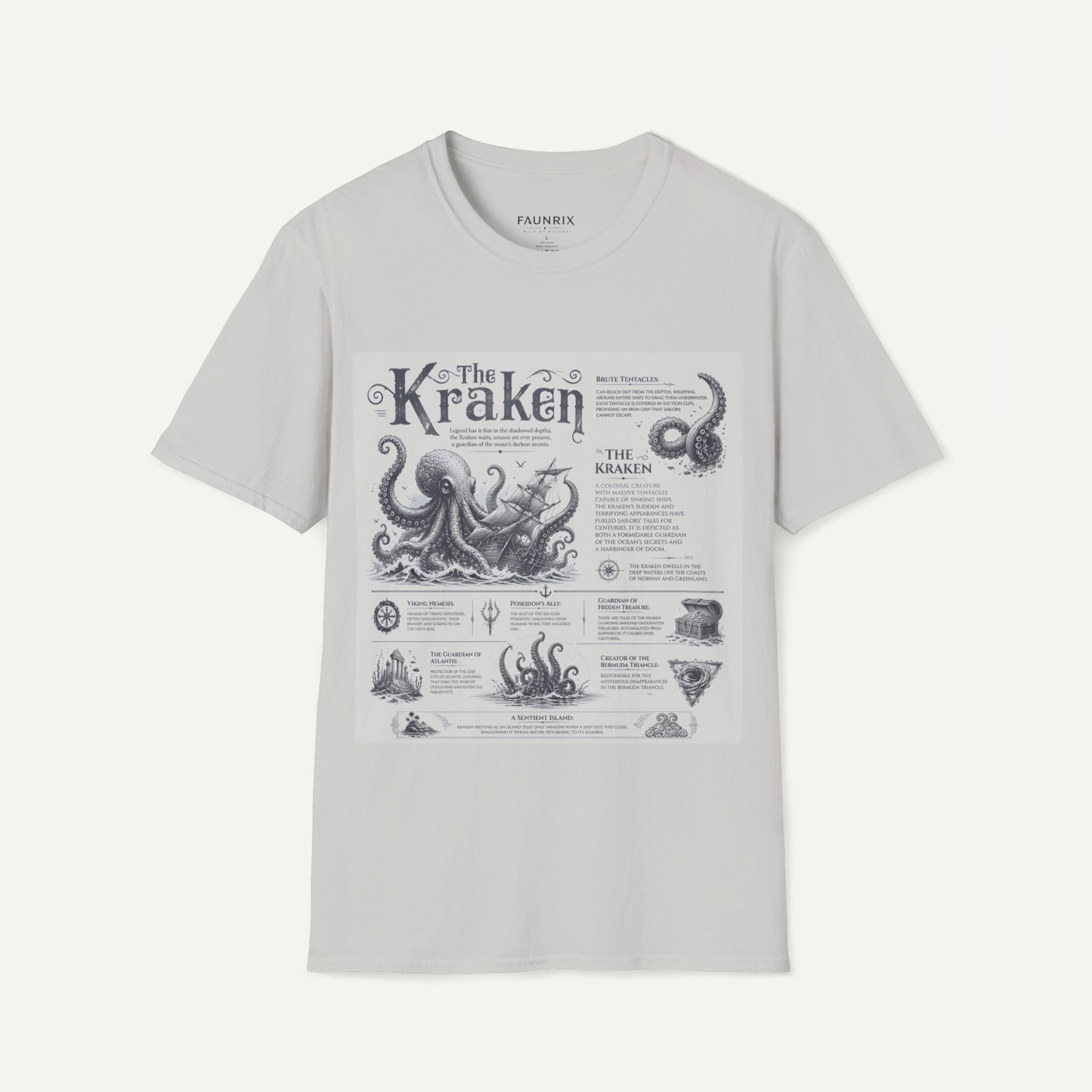 Kraken Vintage Diagram T-Shirt — Nautical Octopus Illustration Tee Secondary image