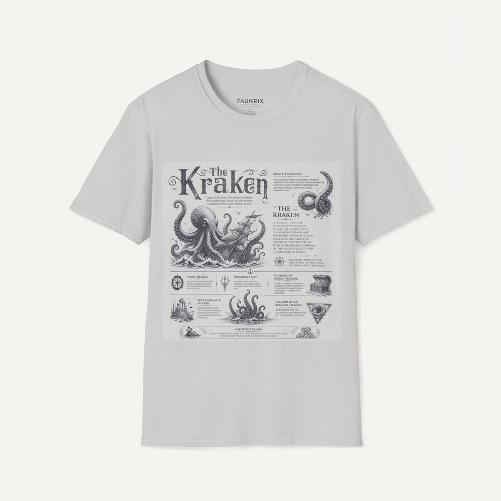 Kraken Vintage Diagram T-Shirt — Nautical Octopus Illustration Tee