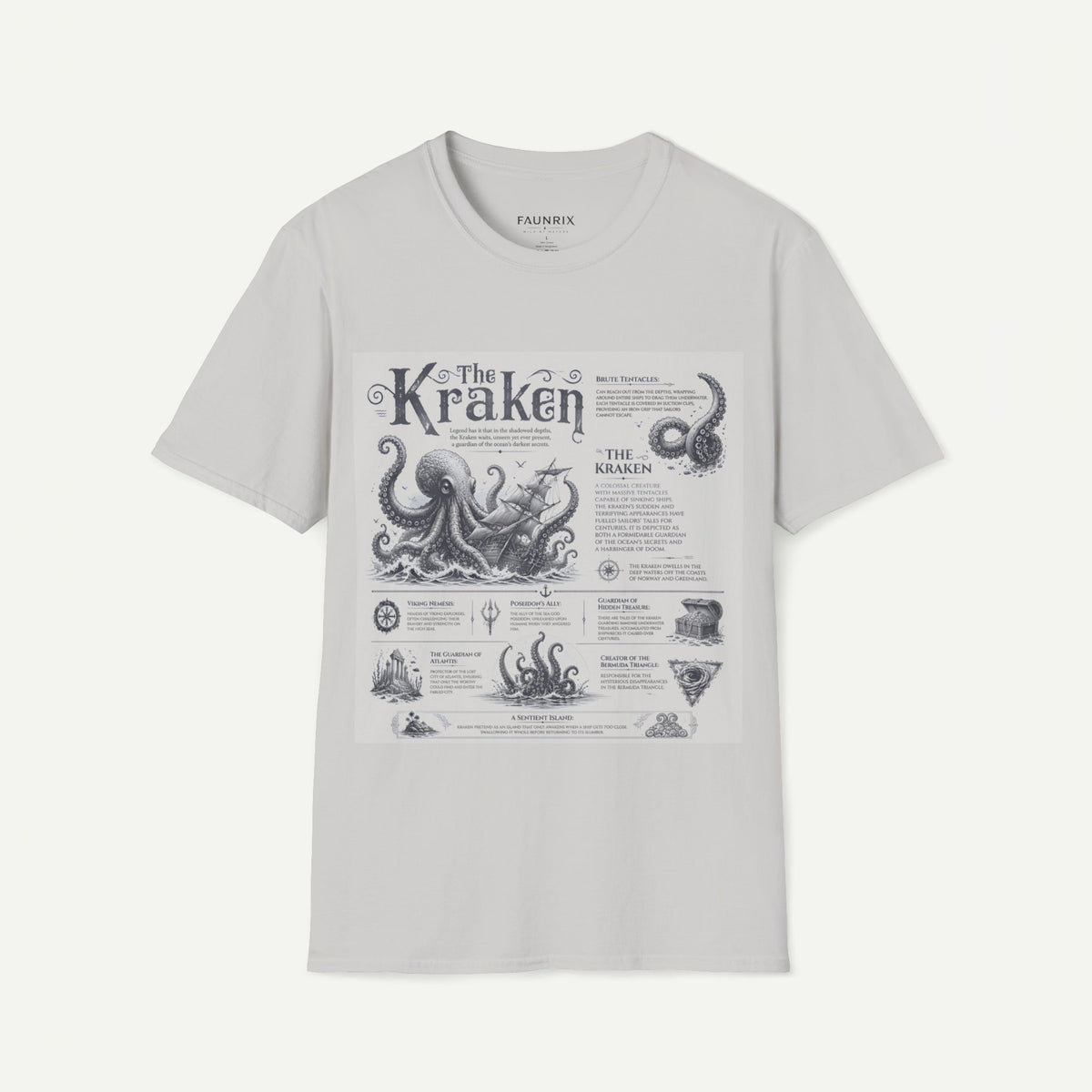 Kraken Vintage Diagram T-Shirt — Nautical Octopus Illustration Tee