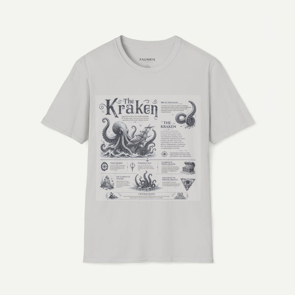 Kraken Vintage Diagram T-Shirt — Nautical Octopus Illustration Tee