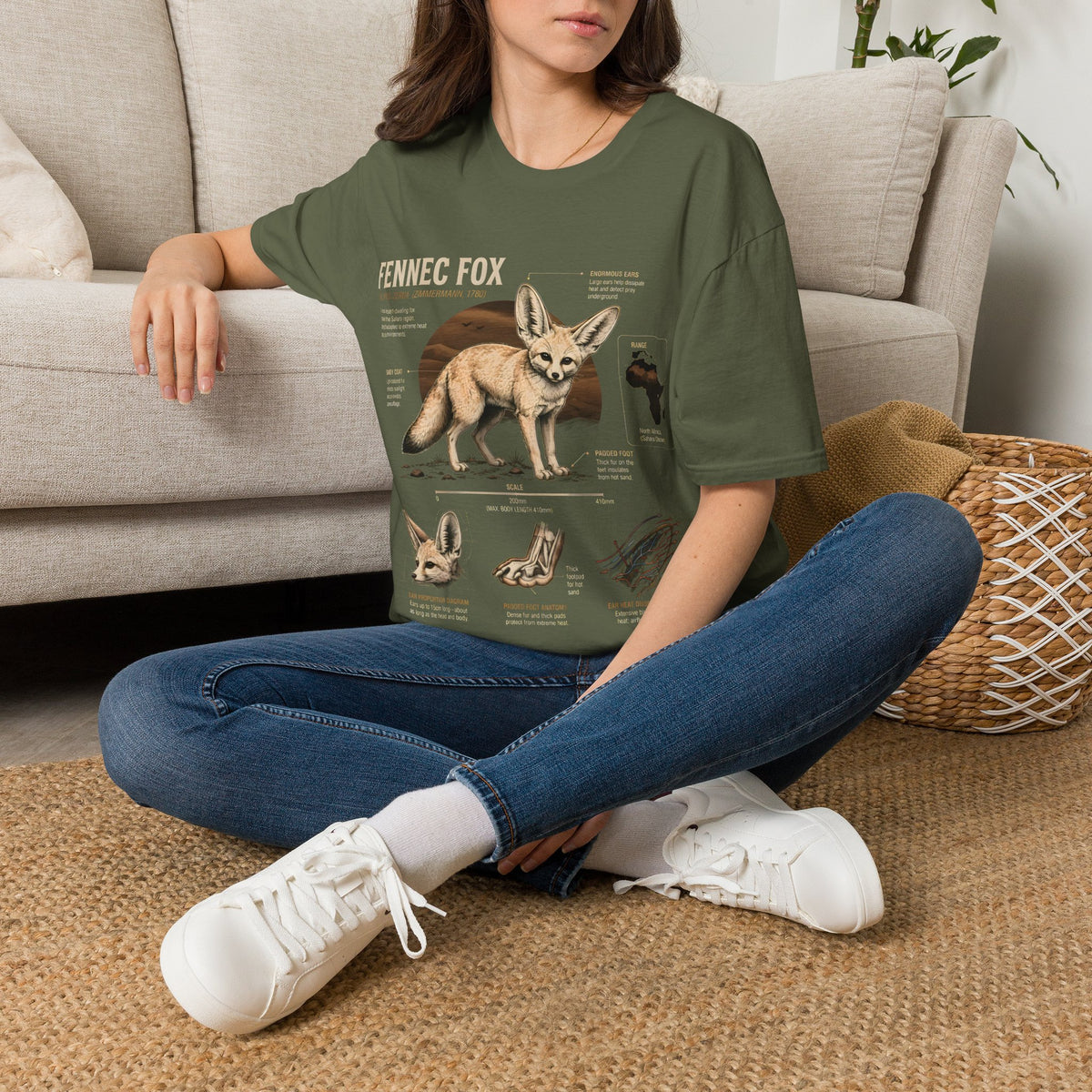 Fennec Fox Anatomy Tee — Illustrated Desert Fox Graphic T-Shirt