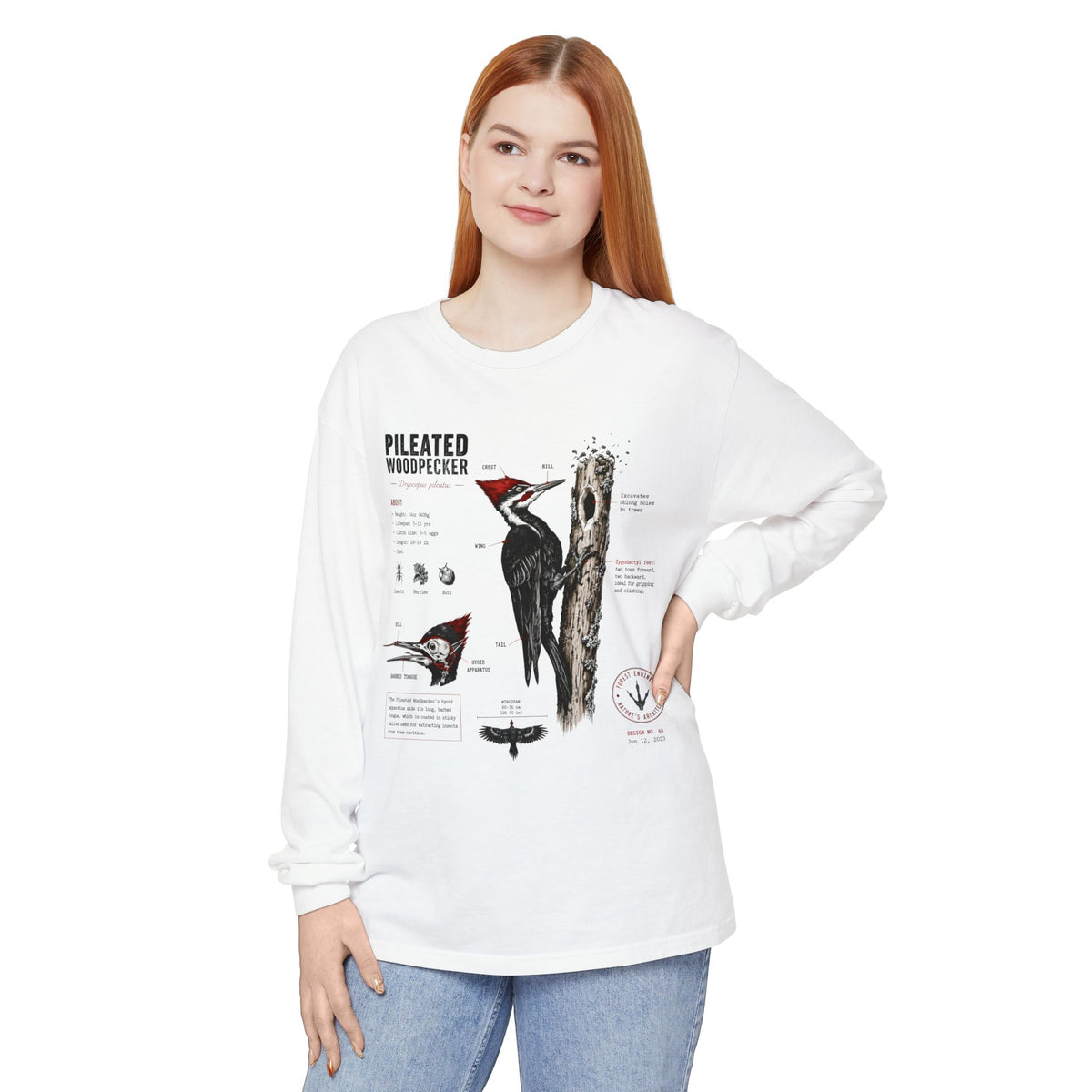 Pileated Woodpecker Anatomy Long Sleeve Tee