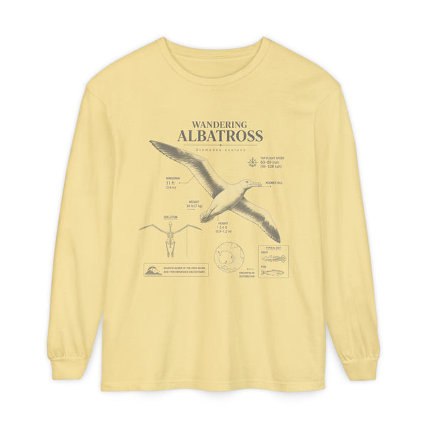 Wandering Albatross Long Sleeve Tee — Vintage Coastal Bird Illustration