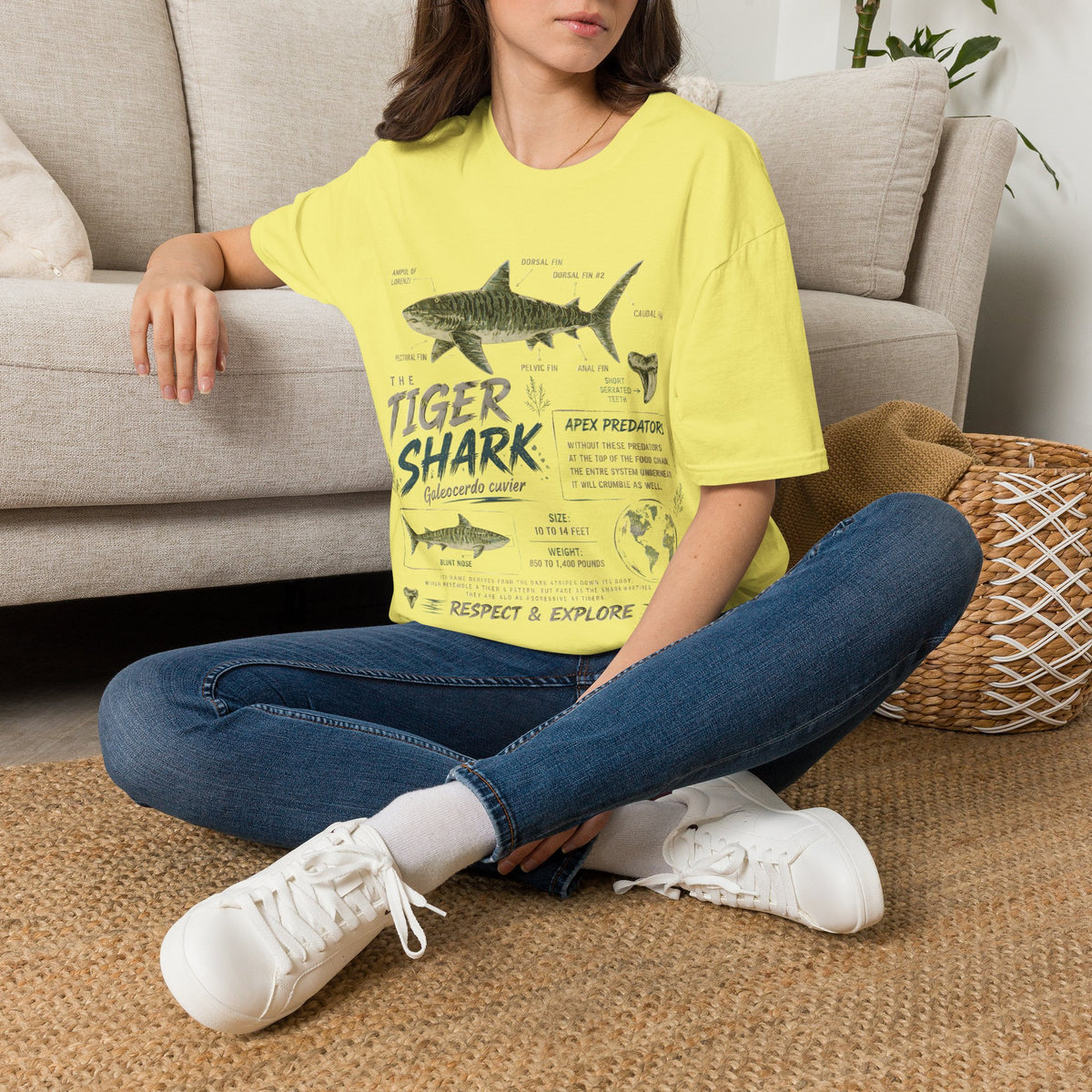 Tiger Shark Anatomy Tee — Vintage Apex Predator Graphic T-Shirt