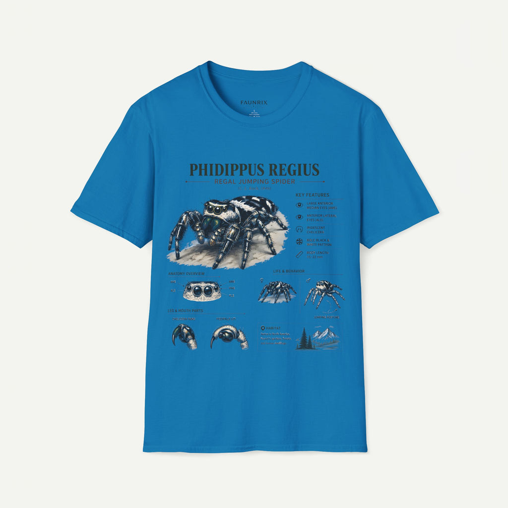 Phidippus Regius Jumping Spider Anatomy T-Shirt — Educational Arachnid Tee