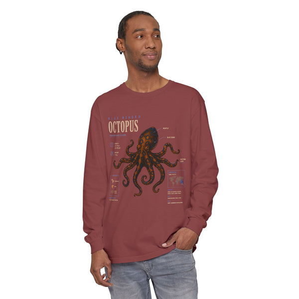 Octopus Anatomy Long Sleeve Tee — Vintage Marine Biology Graphic Shirt