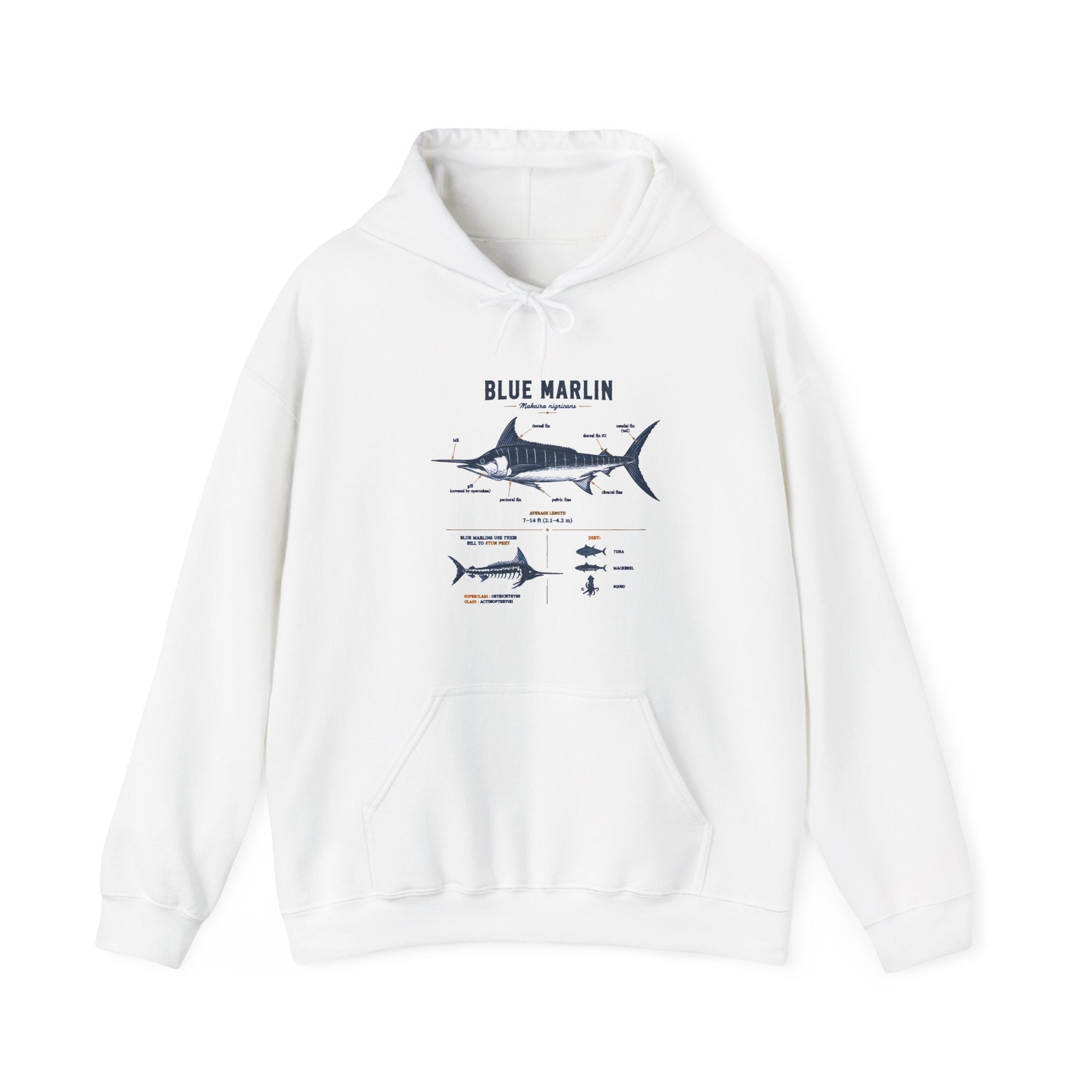 Blue Marlin Illustration Hoodie – Marine Species Diagram Fishing Sweatshirt Secondary image