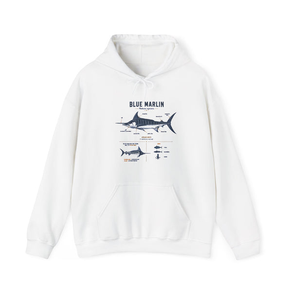 Blue Marlin Illustration Hoodie – Marine Species Diagram Fishing Sweatshirt