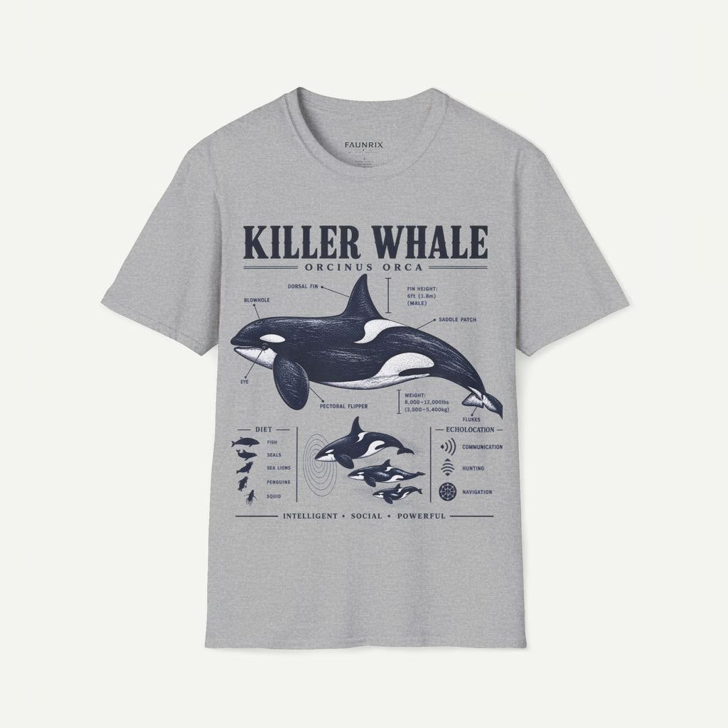 Killer Whale Diagram T-Shirt — Orcinus Orca Marine Life Graphic Tee