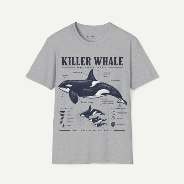 Killer Whale Diagram T-Shirt — Orcinus Orca Marine Life Graphic Tee