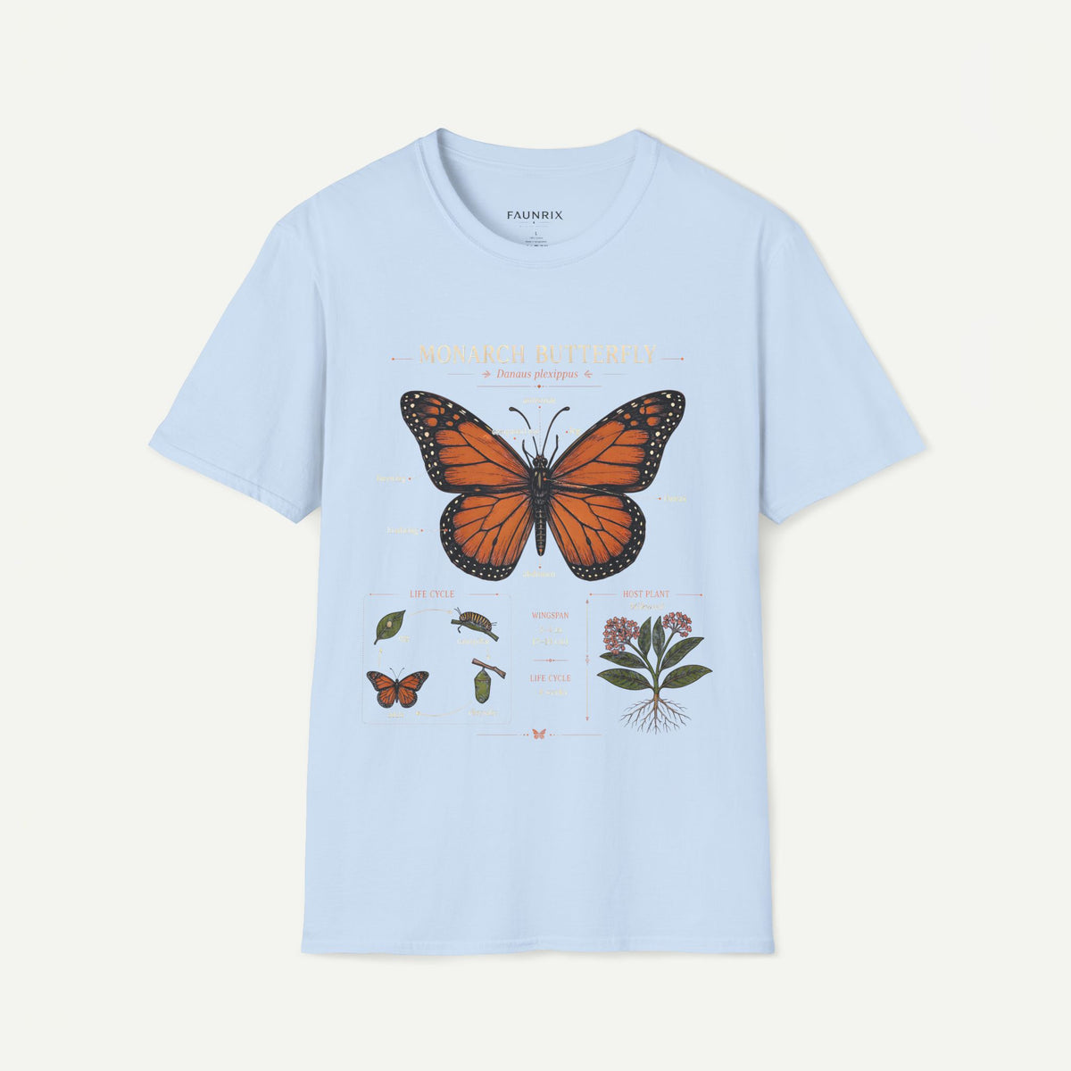 Monarch Butterfly Anatomy T-Shirt — Vintage Nature Illustration Tee