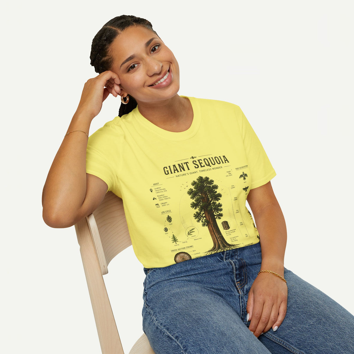 Giant Sequoia Anatomy T-Shirt — Botanical Tree Illustration Tee