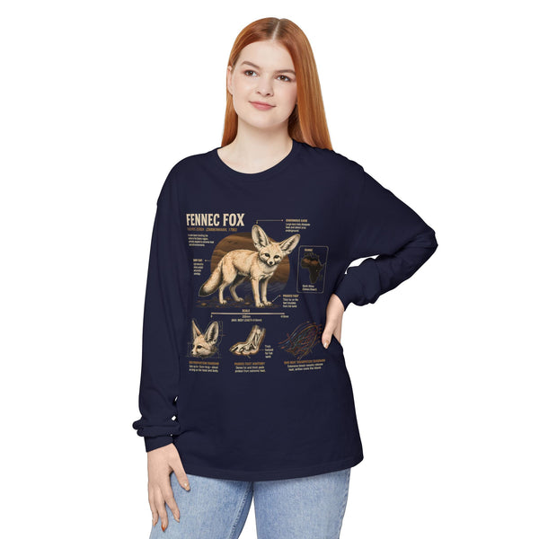 Fennec Fox Anatomy Long Sleeve Tee — Wildlife Anatomy Graphic Shirt