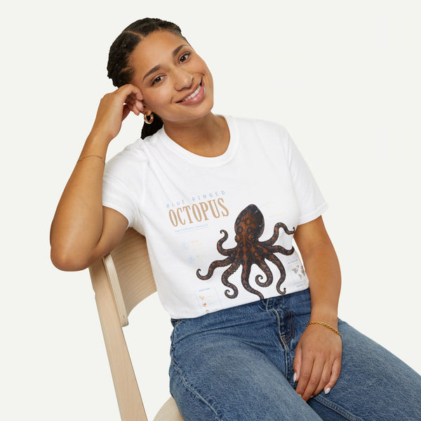 Octopus Anatomy Graphic T-Shirt — Vintage Blue-Ringed Octopus Design