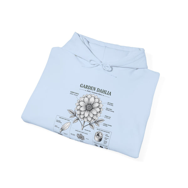 Dahlia Botanical Hoodie — Vintage Garden Diagram Sweatshirt