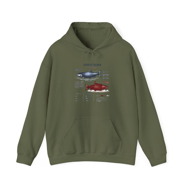 Salmon Species Hoodie — Sockeye & Chinook Fish Identification Graphic Hoodie