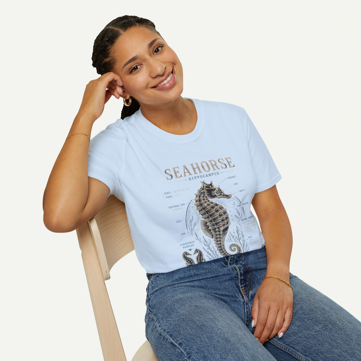 Seahorse Anatomy Tee — Vintage Marine Biology T-Shirt