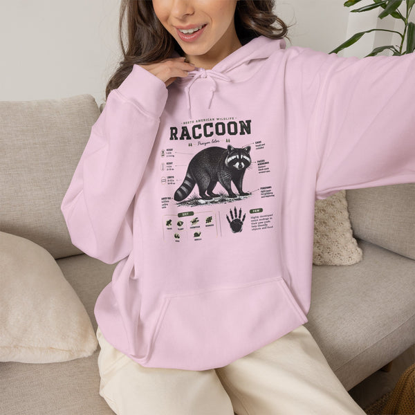 Raccoon Anatomy Hoodie — Vintage Wildlife Illustration Sweatshirt