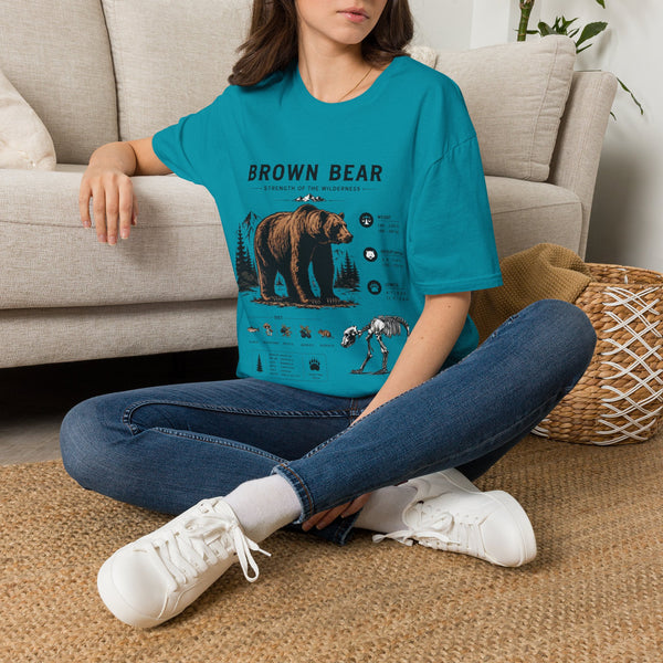 Brown Bear Anatomy Graphic T-Shirt — Wildlife Illustration Tee