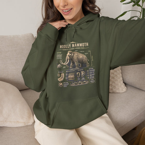 Woolly Mammoth Diagram Hoodie — Vintage Natural History Graphic Sweatshirt