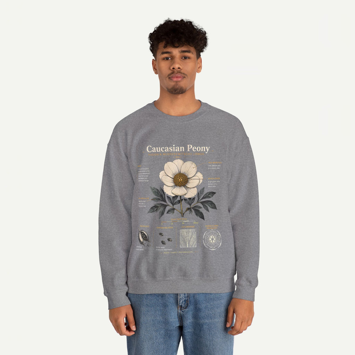 Caucasian Peony Botanical Crewneck Sweatshirt