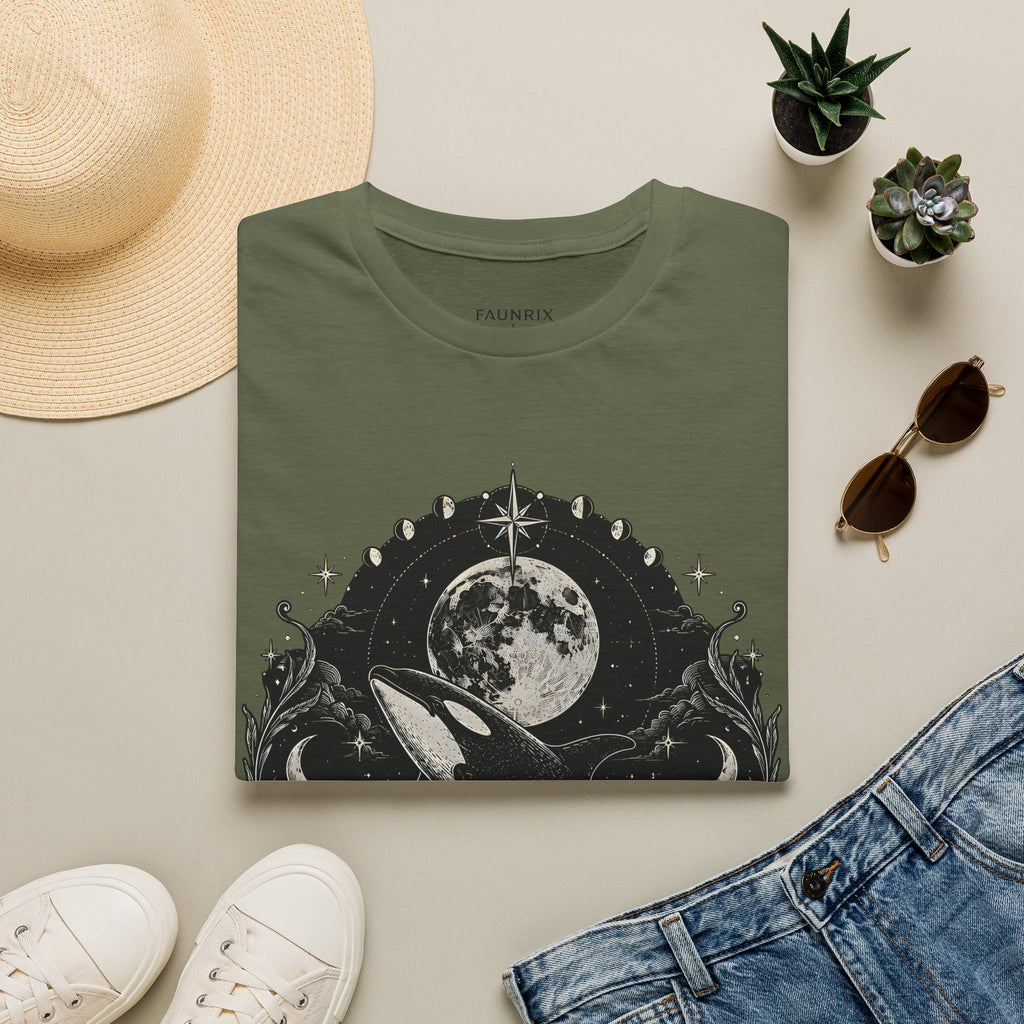 Orca Moon T-Shirt — Whale & Full Moon Illustration Tee