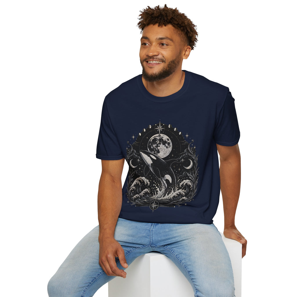 Orca Moon T-Shirt — Whale & Full Moon Illustration Tee