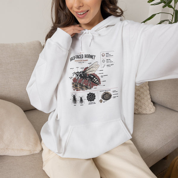 Bee Anatomy Hoodie — Bald-Faced Hornet Illustration & Diagram Sweatshirt