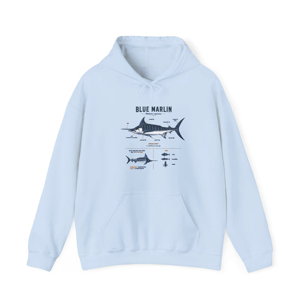 Blue Marlin Illustration Hoodie – Marine Species Diagram Fishing Sweatshirt