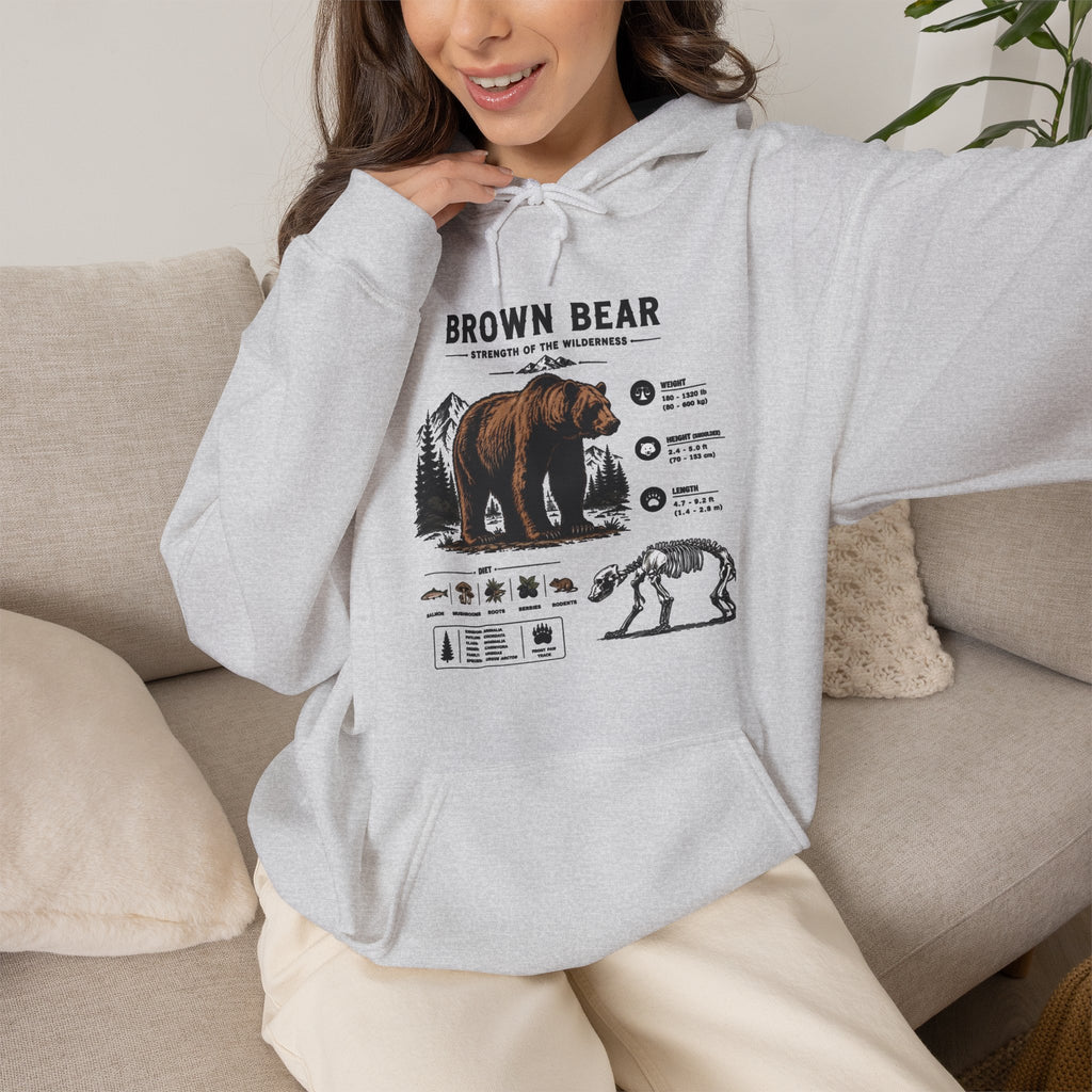 Brown Bear Anatomy Hoodie — Vintage Wildlife Graphic Sweatshirt
