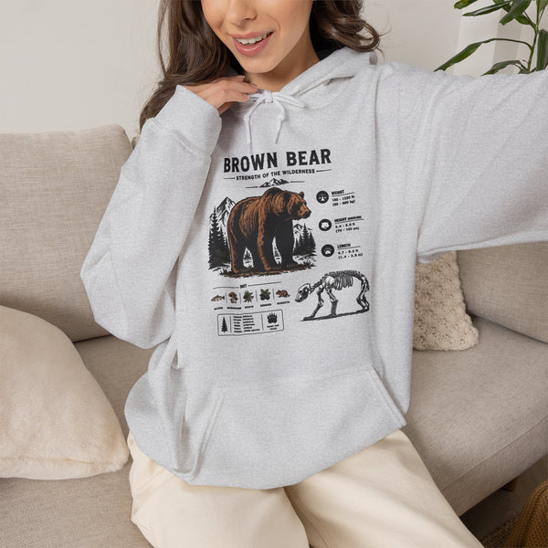 Brown Bear Anatomy Hoodie — Vintage Wildlife Graphic Sweatshirt
