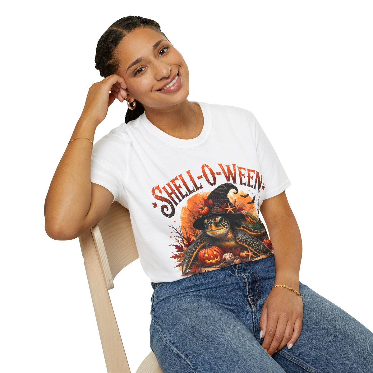 Shell-O-Ween T-Shirt — Spooky Pumpkin Witch Halloween Tee