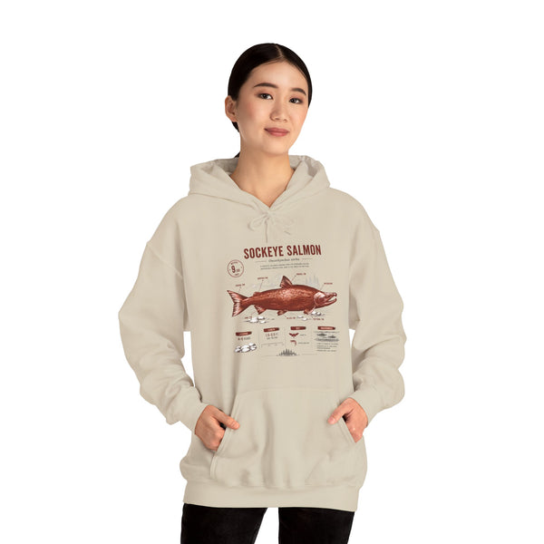 Sockeye Salmon Anatomy Hoodie — Fishing Chart Graphic Sweatshirt