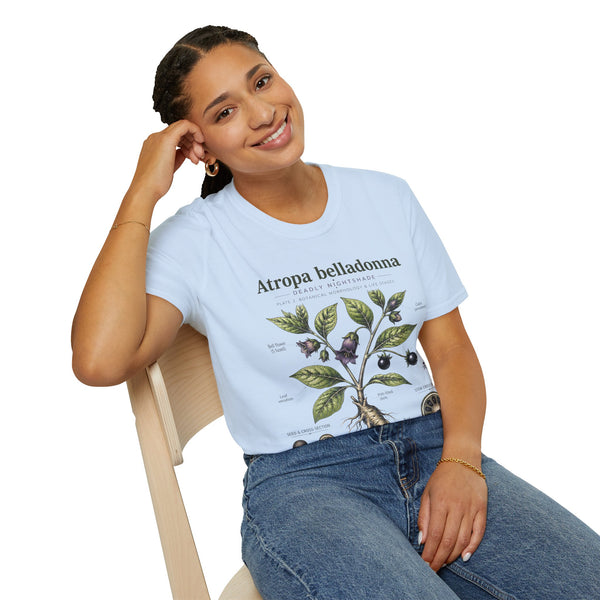 Atropa belladonna Botanical Anatomy T-Shirt — Vintage Deadly Nightshade Illustration