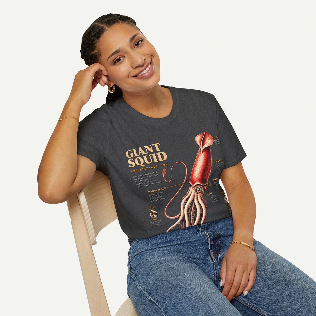 Squid Anatomy Graphic T-Shirt — 'Giant Squid' Vintage Scientific Illustration