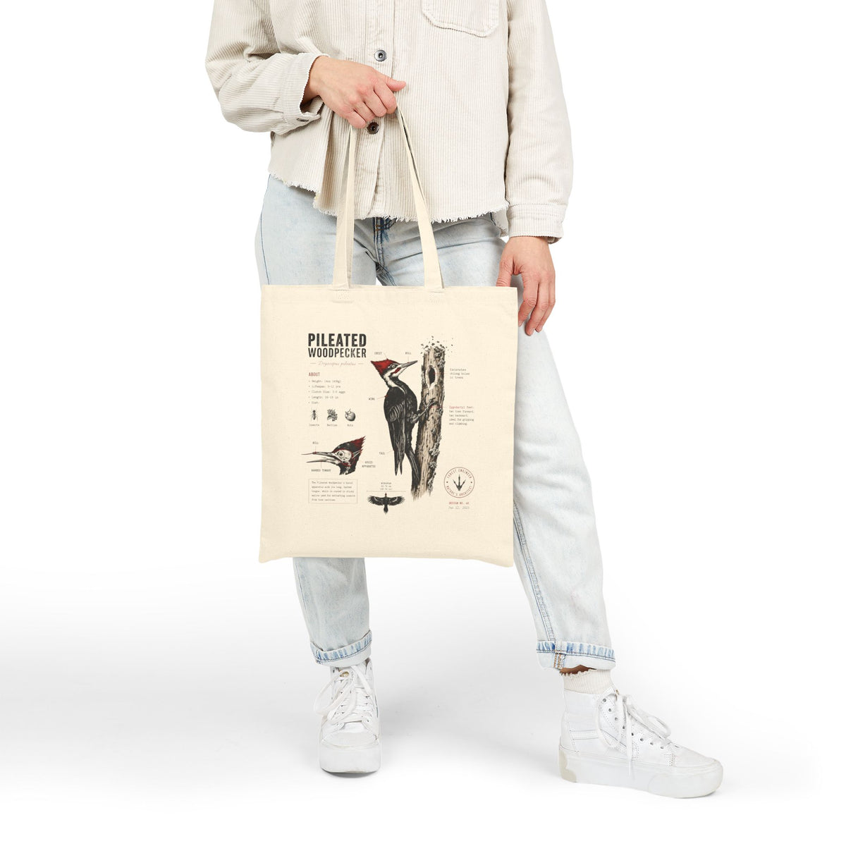 Pileated Woodpecker Anatomy Tote Bag – Vintage Bird Illustration Eco Shopper