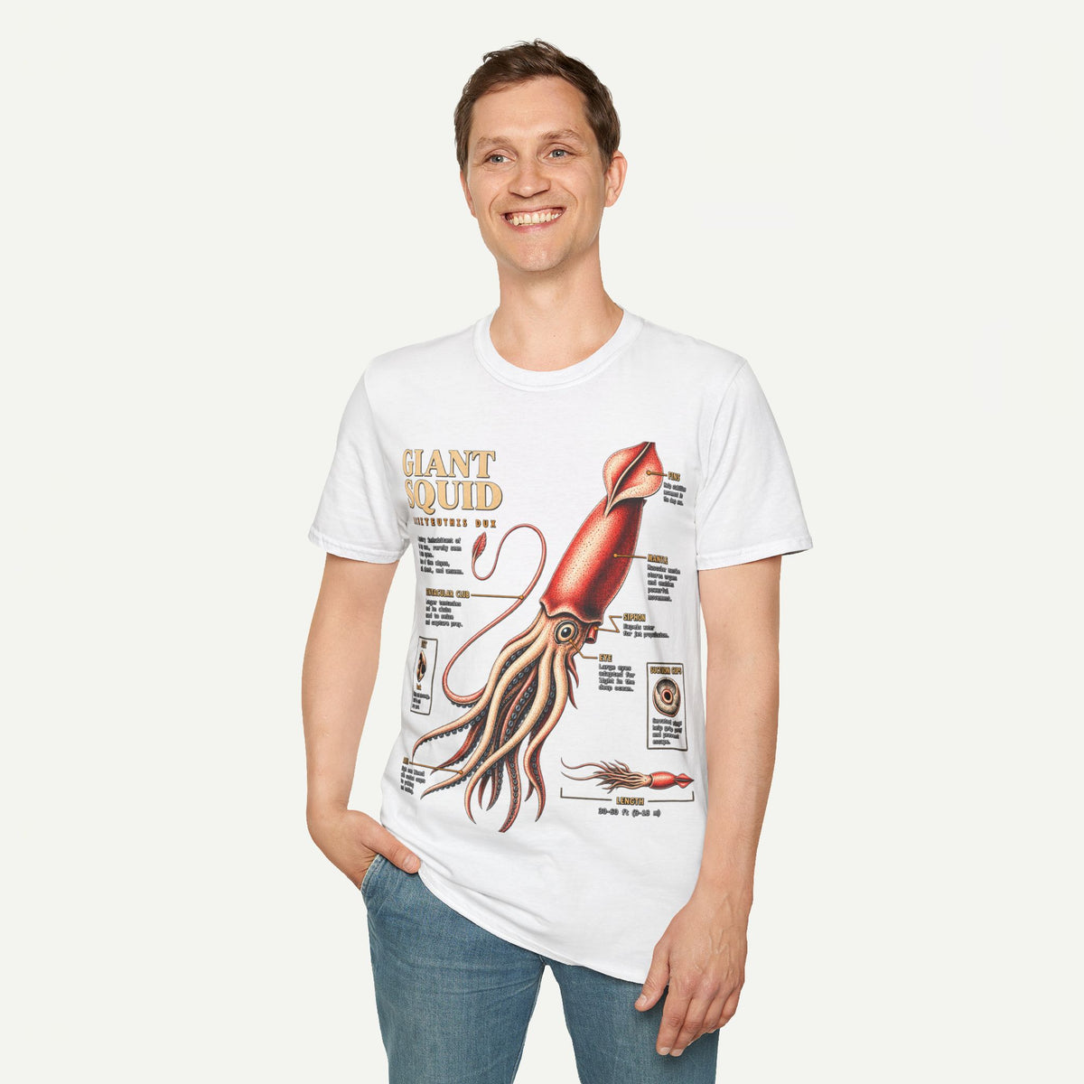 Squid Anatomy Graphic T-Shirt — 'Giant Squid' Vintage Scientific Illustration