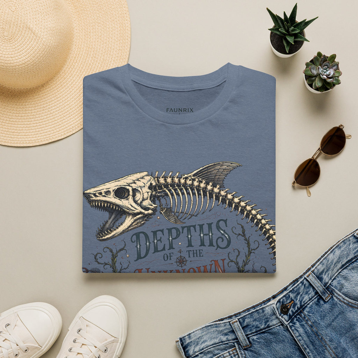 Depths of the Unknown Fish Skeleton T-Shirt