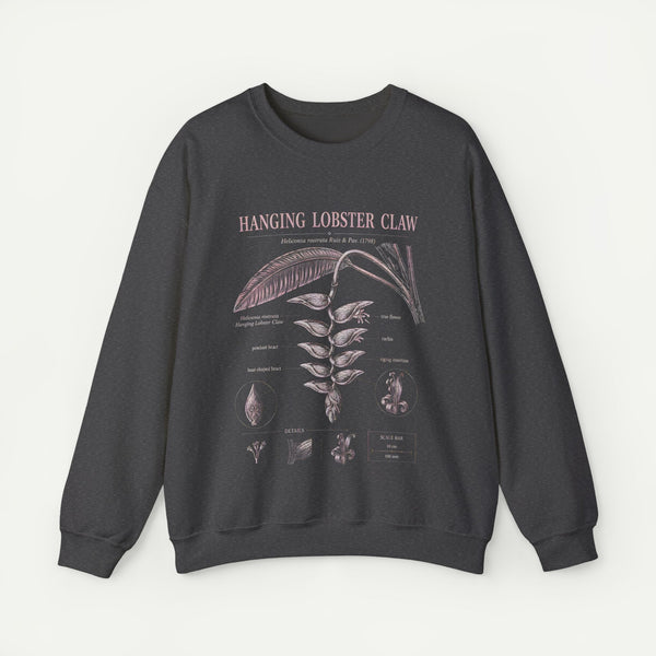 Botanical 'Hanging Lobster Claw' Sweatshirt – Vintage Tropical Plant Illustration