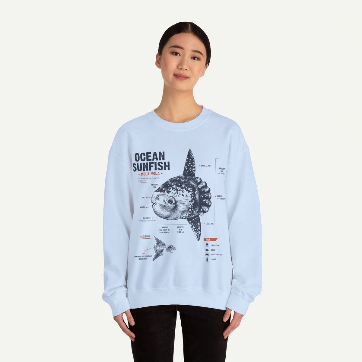 Ocean Sunfish Sweatshirt — Mola Mola Diagram Crewneck