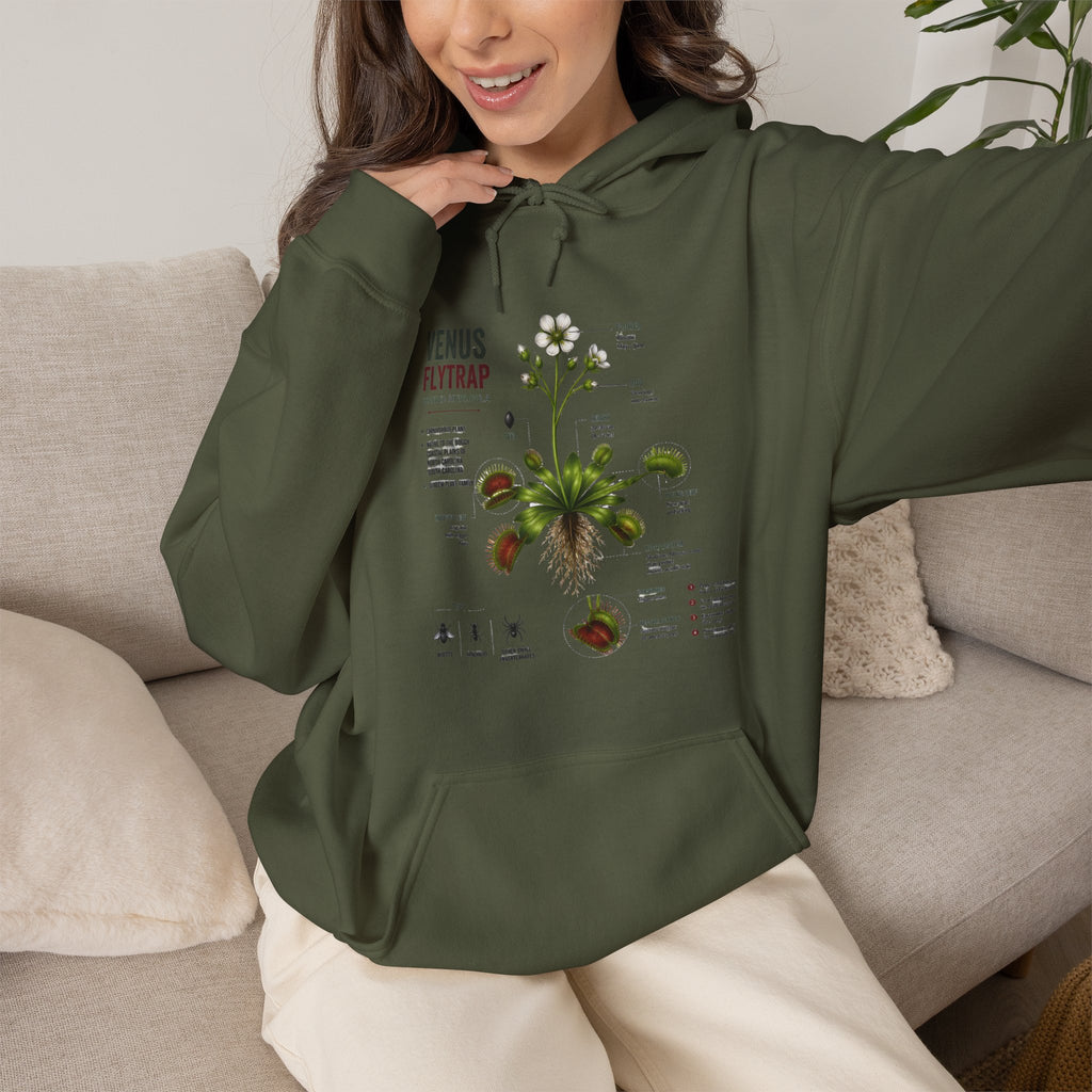 Venus Flytrap Botanical Hoodie – Illustrated Carnivorous Plant Guide