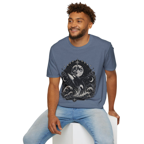 Orca Moon T-Shirt — Whale & Full Moon Illustration Tee