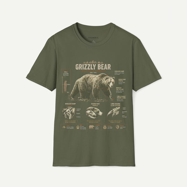 Grizzly Bear Anatomy Vintage Graphic T-Shirt — Wildlife Animal Tee