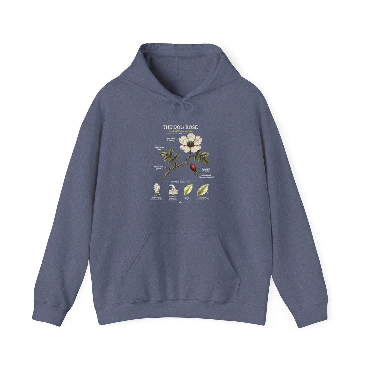 Floral Botanical Hoodie – White Dogwood Illustration with Text