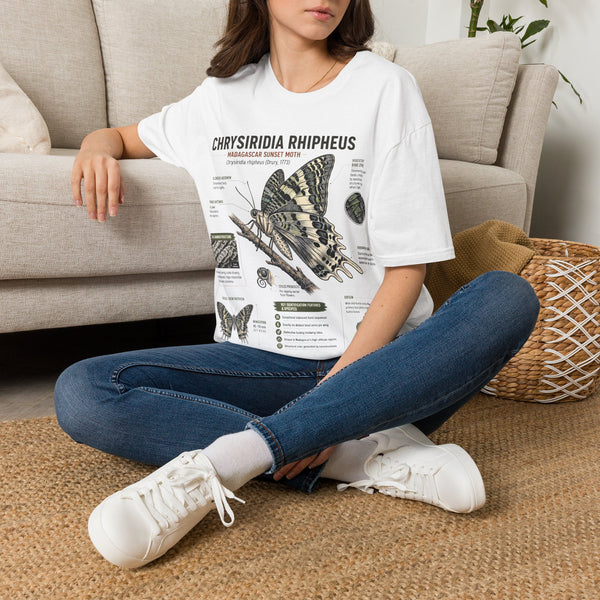Moth Anatomy Tee — Chrysiridia Rhipheus Madagascar Sunset Moth Scientific Print