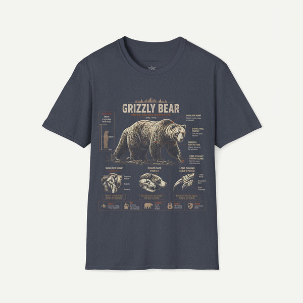 Grizzly Bear Anatomy Vintage Graphic T-Shirt — Wildlife Animal Tee