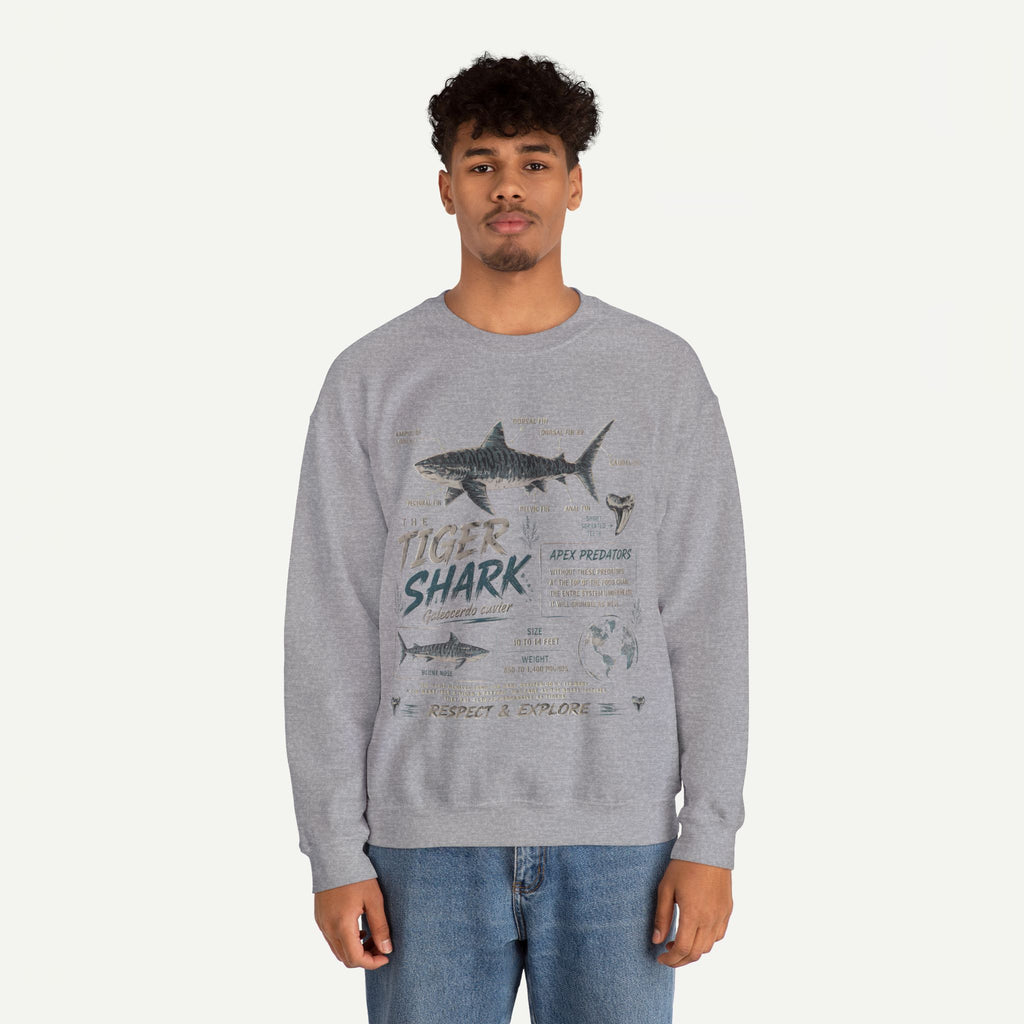 Tiger Shark Anatomy Sweatshirt — Marine Biology Graphic Crewneck