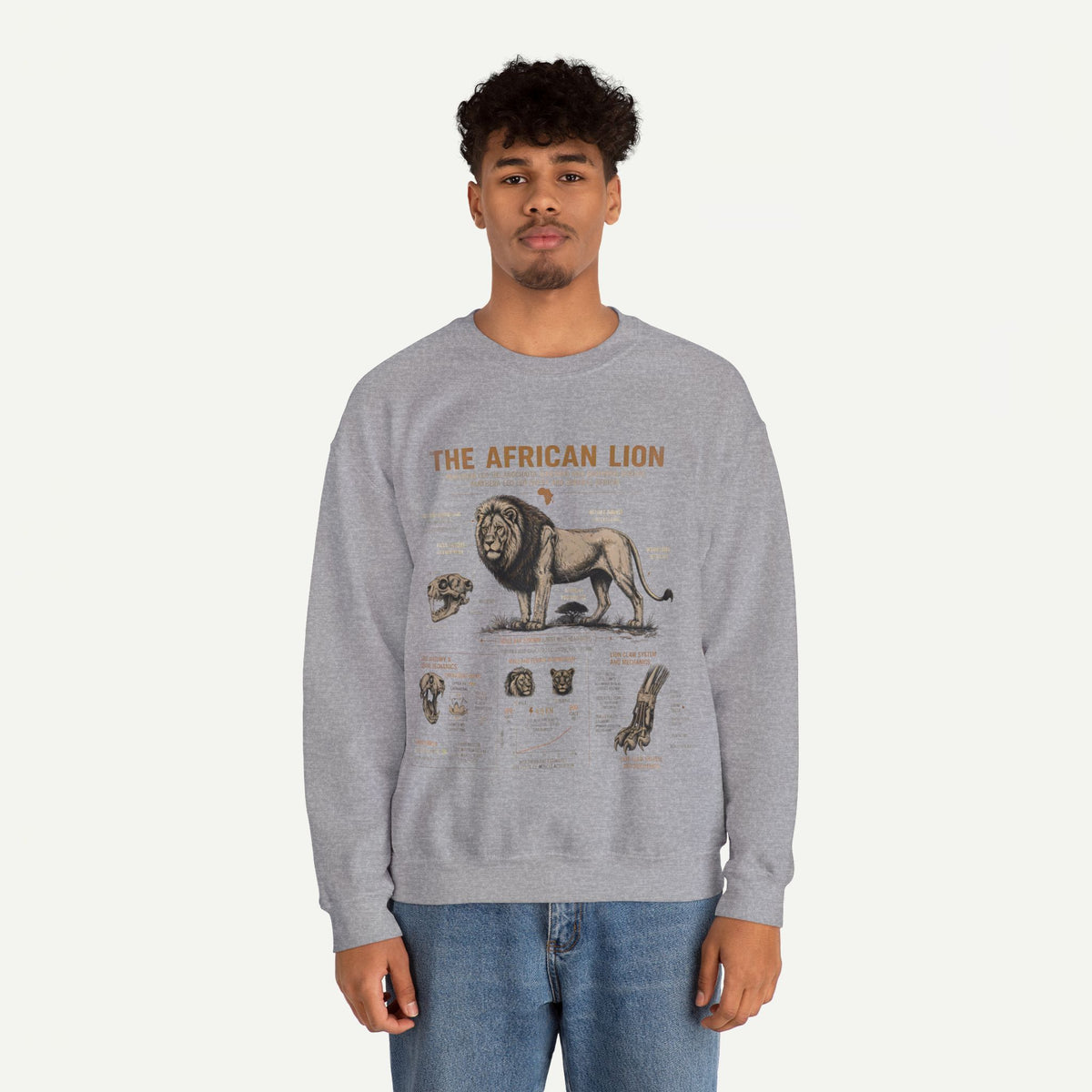 African Lion Anatomy Crewneck Sweatshirt