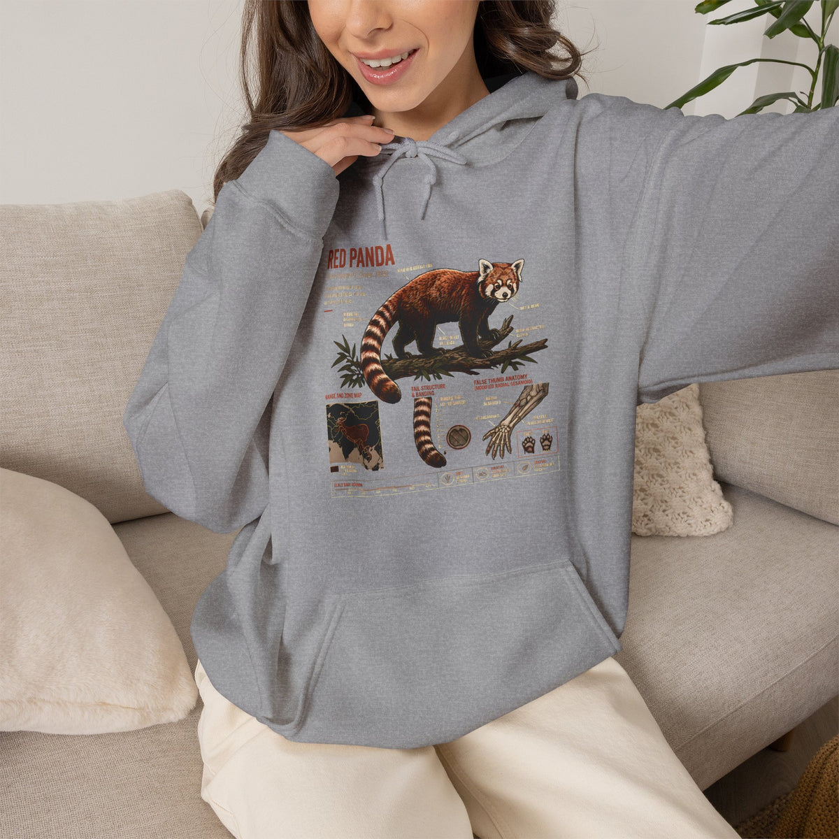 Red Panda Anatomy Hoodie — Vintage Wildlife Guide Sweatshirt