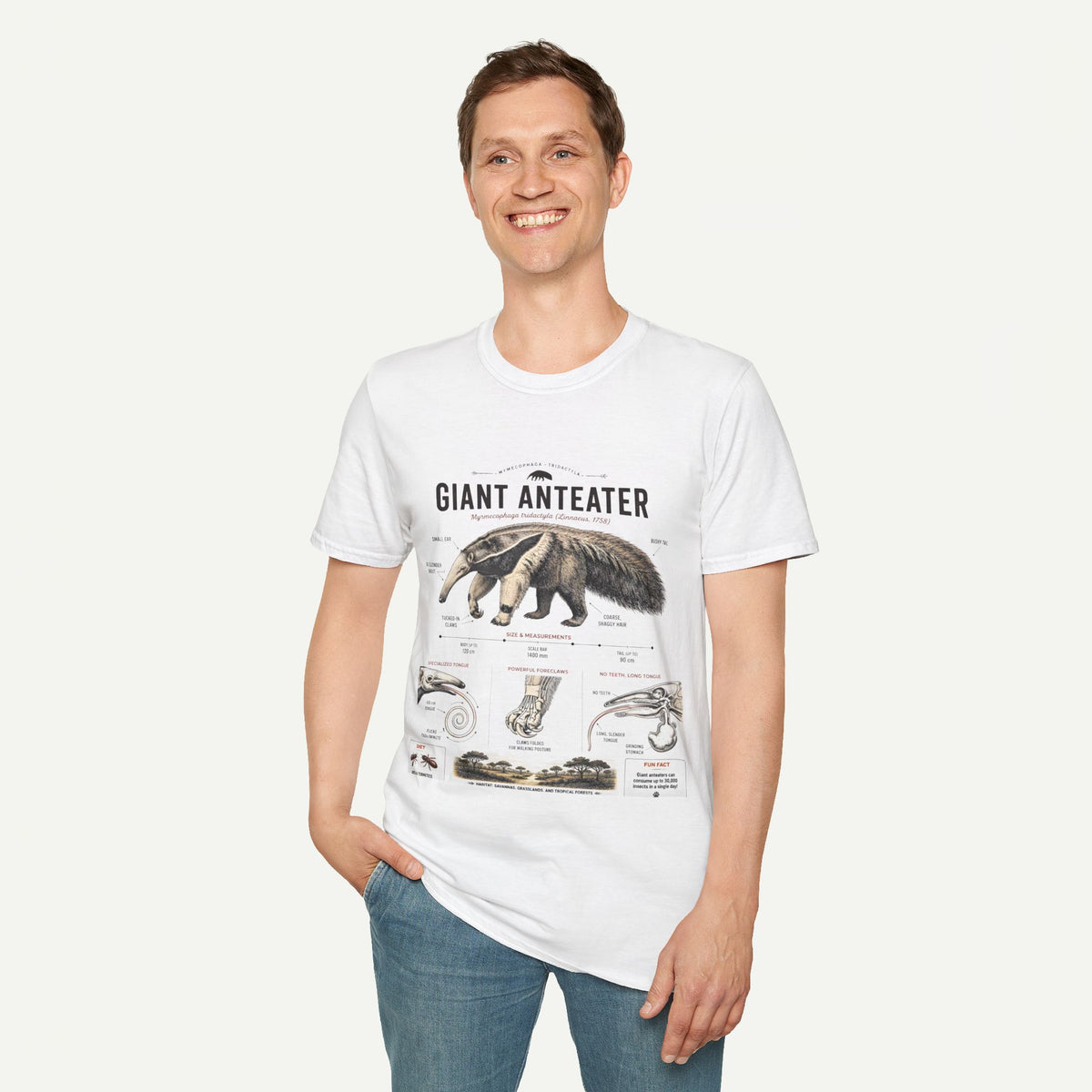 Giant Anteater Anatomy Tee — Vintage Natural History Animal Graphic T-Shirt
